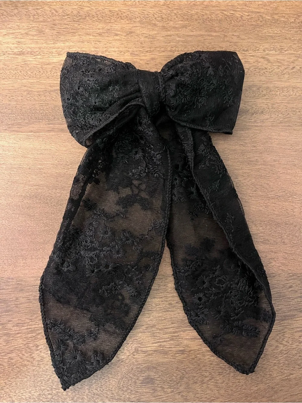 Black Lace Bow Hair Barrette
